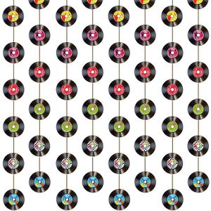 Cindeer 8 Pieces Rock and Roll Party Decorations Retro Record Paper Garlands Vintage Themed Streamer Banners Hanging Decorations for 50s 60s 70s Music Birthday Party Supplies(Rock and Roll)