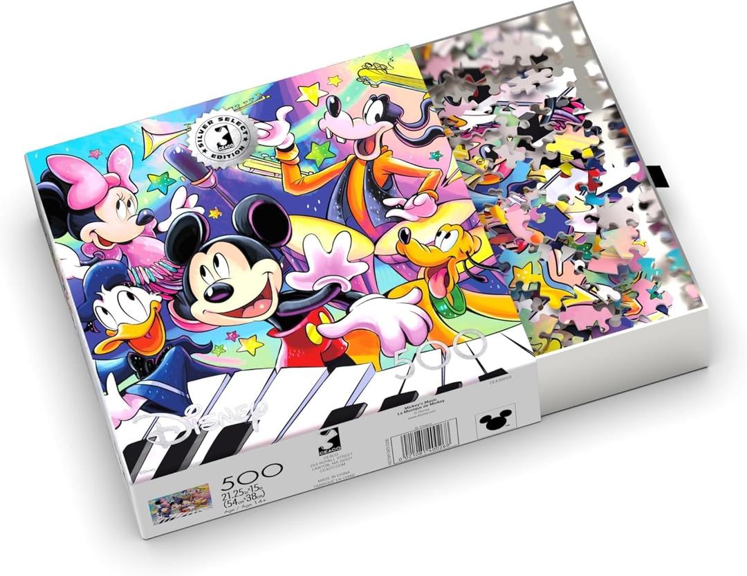 Buffalo Games - Silver Select - Disney - Mickey's Music - 500 Piece Jigsaw Puzzle for Adults -Challenging Puzzle Perfect for Game Nights - Finished Size is 21.25 x 15.00