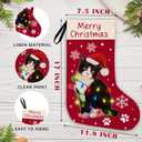 Black Cat Christmas Stocking 18 Inches, Cat Christmas Decor,Cat Stockings Christmas, Cat Lights Xmas Stockings, Hanging Christmas Stockings for Kids, Cat Fireplace Christmas Tree Decorations