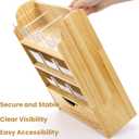 Tlence 4 Tier Wood Tea Bag Organizer, 15"x12.3"x4.5" Vertical Tea Storage Holder, Teabag Station Stand with 9 Plastic Box, Tea Packet Rack with Slide Drawer, Teabag Cabinet Shelf for Sugar and Creamer