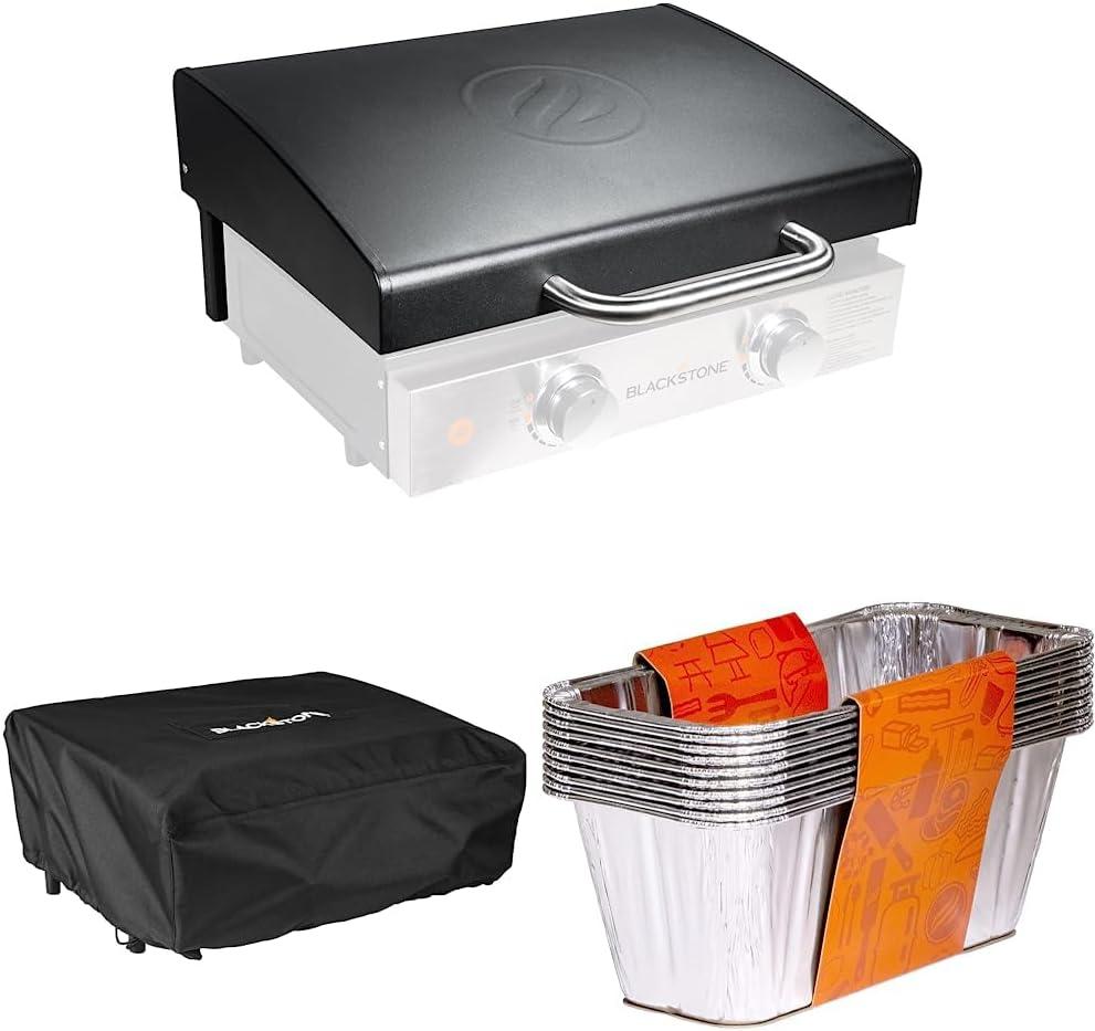 Blackstone Table Top Griddle Hood,22''Hard Cover Hood & 22 inch Griddle Cover Water Resistant 600D Polyester & 5017 Grease Cup Liners for Rear Grease Griddles