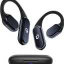 True Wireless Bone Conduction Earphones, OWS Open Ear Headphones with Earhooks, Bluetooth 5.3, Up to 60H Playtime with Case, IP68, AAC/SBC, for Cycling Yoga Workouts (Black)