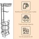 Toilet Paper Holder Stand Bathroom Toilet Paper Storage with Raised Base, Tissue Paper Roll Dispenser with Top Shelf (Black)