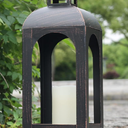 DECORKEY LED Lantern Decorative Outdoor&Indoor, Black Metal Lanterns Decor, Vintage Hanging Candle Holder for Home Porch Wedding Halloween Christmas Decorations Battery Powered