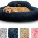 Petjett XL Dog Beds For Large Sized Dog - 45'' Extra Large Dog Bed, Anti-Slip & Washable Super Soft Round Donut Bed, Fluffy Faux Fur Anti-Anxiety Premium Comfort Pet Bed, Fits Dogs Up To 120 Lbs (Dark Gray)