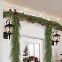 12FT(2*6FT) Christmas Norfolk Pine Garland, Soft Real Touch Faux Green Garlands, Holiday Decor Winter Artificial Greenery Garland for Mantle, Stairs, Table, Fireplace, Indoor Outdoor Xmas Decorations