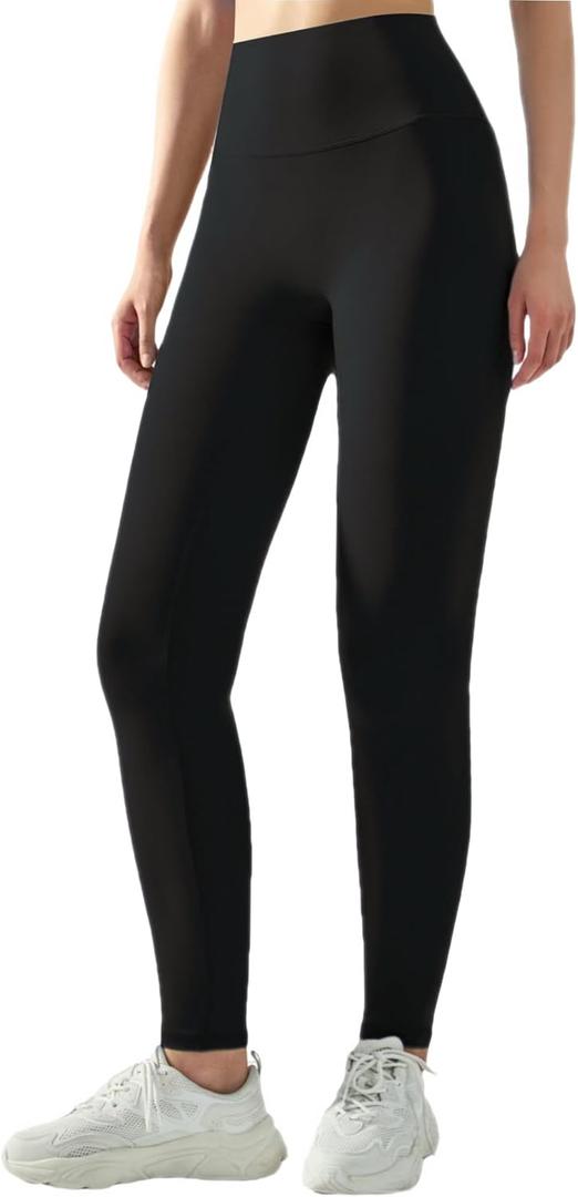 No Front Seam Leggings for Women High Waisted Tummy Control 25" Buttery Soft Gym Workout Yoga Pants (X-Small-Large, Black)