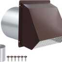 4 Inch Dryer Vent Cover Outside Hooded Wall Vent with Screen and Damper, Exhaust Vent Wall Mount Exterior Wall Vents Cover Cap for Dryer Ventilation&Outdoor Air Exhaust,Galvanized Steel,Brown