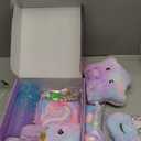 PERRYHOME Unicorns Gifts for Girls Age 4 5 6 7 8 9 10+ Birthday Back to School Day Gifts, Soft Plush Toys Set with Light-up Star Pillow, DIY 900ML Bottle, Diary, Coin Purse, Unicorn Plush Accessory (Purple)