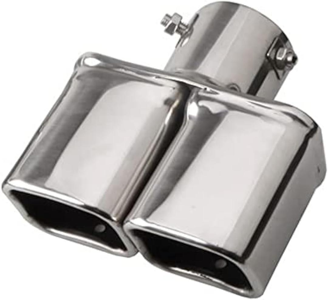 Dual Exhaust Tips 2.5 inch Inlet, Universal Stainless Exhaust Square Dual Tip Car Exhaust Pipe Modification Tail Throat Tail Pipe Muffler Tip (Straight,Silver)