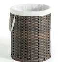 Laundry Basket, Handwoven Rattan Laundry Hamper, No Install Needed, 26.5 Gal (100L) Round Clothes Hamper with Removable Bag & Handles, Foldable Storage Basket for Bedroom