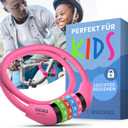 Bchel Bike Locks Cable for Kids - Colorful & Keyless - Secure Your Child's Bike - Easy-to-Use Bicycle Accessory, High Security 5 Digit Resettable Combination Coiling Bicycle Lock, Anti Theft (65cm - ohne Halterung, Pink)