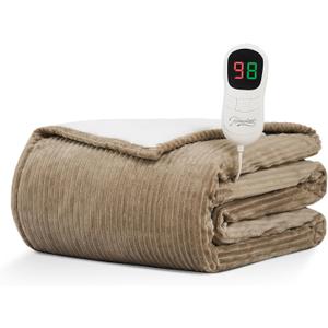 Homemate Electric Heated Blanket Twin - 62"x84" Heating Blanket Twin Size 1/2/4/6/8 Hours Auto-Off 10 Heat Level Over-Heat Protection Soft Flannel Sherpa ETL Certification