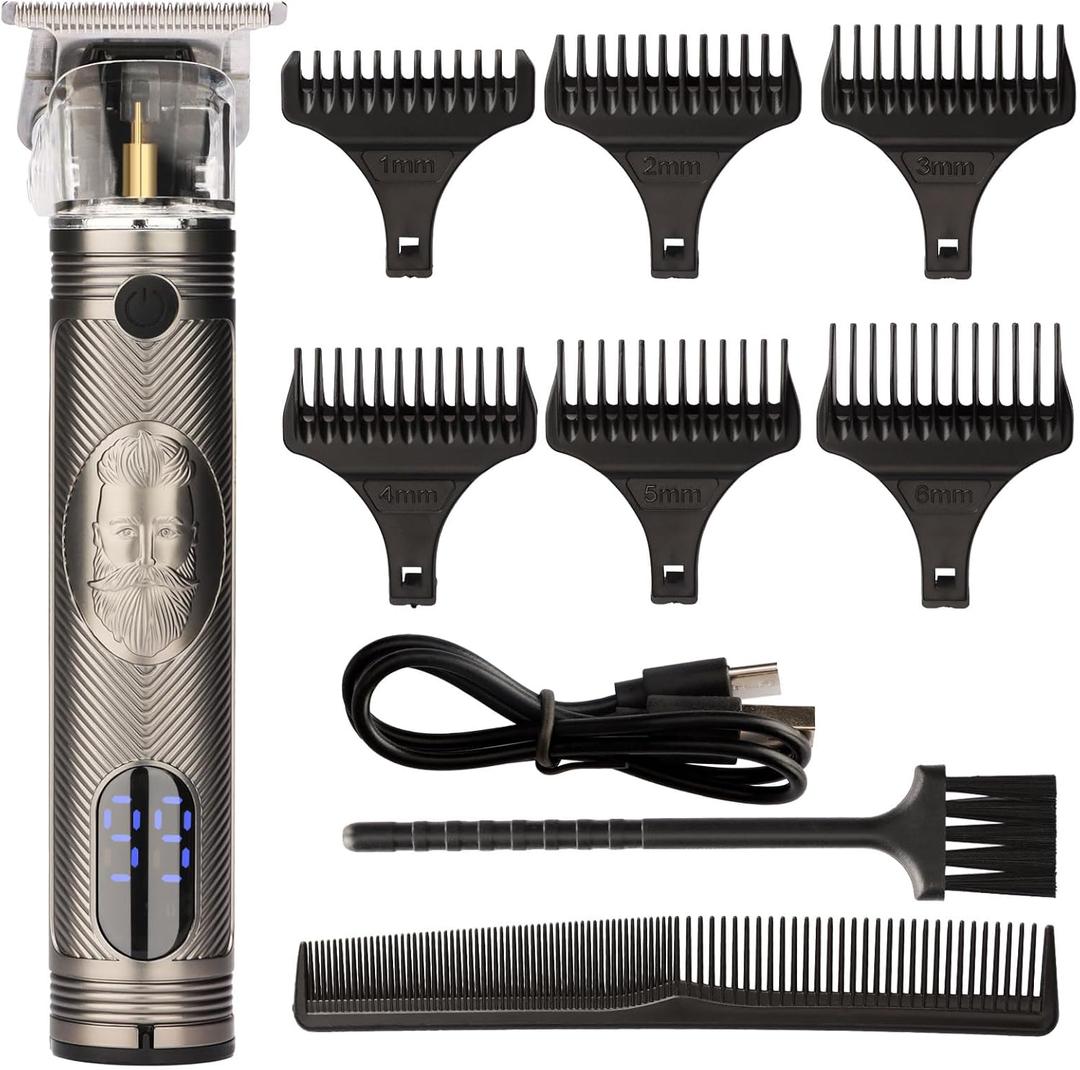 Electric Hair Clipper and Beard Trimmer for Men, Zero-Gapped Cordless Grooming Kit with Sharp Blades, Precision Cutting, LCD Display, USB Rechargeable,megzi 216