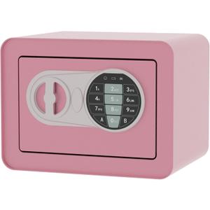 OUSURO Small Safe Box  Home Safe for Money Jewelry Documents, Solid Lock Box, Mini Security Box with Digital Electronic Security Keypad for Home Office Hotel (Pink)
