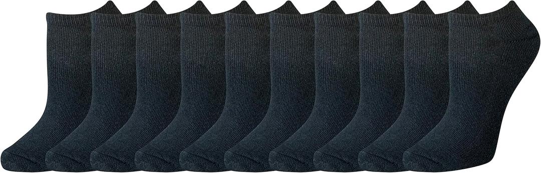 Amazon Essentials womens Cotton No-Show Athletic Socks, Lightly Cushioned (8-12, Black)