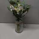White Orchids Artificial Flowers with Vase Fake Flowers in Vase Artificial Eucalyptus Stems in Glass Vases with Faux Water Faux Orchid with Eucalyptus Leaves Arrangement for Dining Table Centerpiece