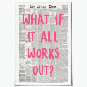 Retro Trendy Newspaper Canvas Wall Art Poster What If All Works Out Positive Affirmation Quote Pink Font For Home Bedroom Dorm Wall Decor12x18inch Unframed