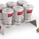 HAZEL Aluminium Kulfi Mould Set of 6 & 12 Ice cream Sticks | Reusable Ice Cream & Popsicle Maker | DIY Kulfi Molds for Homemade Frozen Treats, Ice Pops & Desserts (6 pcs Cone With Stand (Hole Lid))