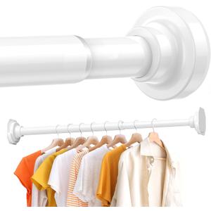 Closet Rods for Hanging Clothes 18 to 28 Inches, 1 Inch Adjustable Short Closet Rod Heavy Duty Clothes Hanging Tension Rod for Closet Wardrobes Laundry RV, White