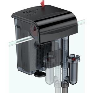 Pawfly 5 W Aquarium Filter, 10 Gallon Fish Tank Filter, 90 GPH Hang On Back Aquarium Filter with Water Wheel Adjustable Water Pump & Oil Skimmer, Ultra Quiet HOB Filter for Tank Filtration