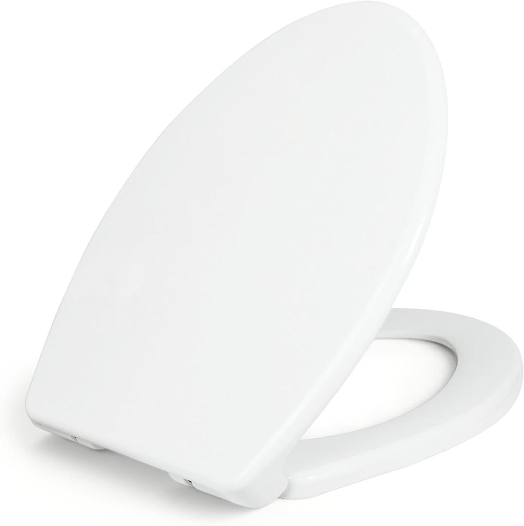 LUXE TS1008E Slow Close Elongated Comfort Fit Toilet Seat, White