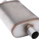 Universal 409 Stainless Muffler Straight-Through Performance Muffler Exhaust, center in | center out 