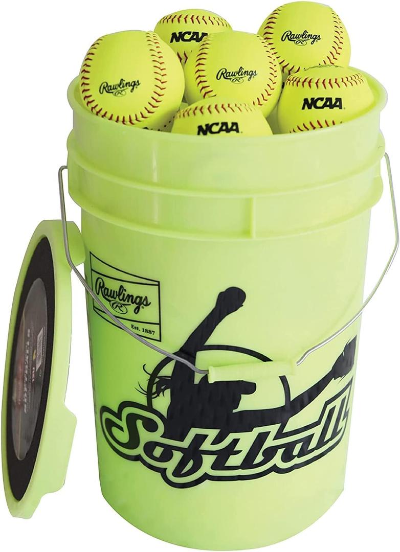 Rawlings | Bucket of 18 Practice Softballs | Ages 12U | 12" | Synthetic Cover, One Size