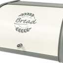 X458 Gray Bread Box Roll Top, Metal Bread Box for Kitchen Countertop, Large Space, Keeps Bakery Items Fresh Longer, Bread Bin for Kitchen Countertop, Breadbox to Store Cookies, Bagels, Muffins