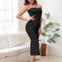 Strapless Shapewear Slip for Women Under Dress Full Slip Skirt (Black, L)
