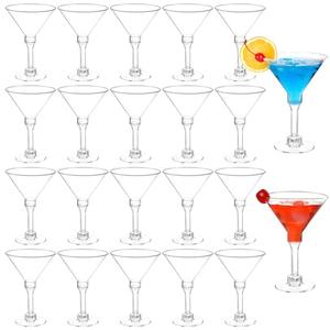 Qeirudu Only20Pack Plastic Martini Glasses, 5 oz Disposable Cocktail Glasses for Mother's Day, Wedding, Birthday