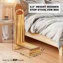 Wooden One Step Stool with Handle, 6" Height Wooden Step for Bathroom/Kitchen, Solid Wooden Step with Semicircle feet for Elderly, Adults, Kids to Get in & Out of Bed Easily(440LBs Capacity)