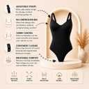 Tummy Control Bodysuit for Women, Sculpting Shapewear, Brief, Thong, or Mid-Thigh Faja, Sizes XXS to 3X (Black, XXL)