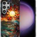 Flivro Case for Samsung Galaxy S25 Ultra, 2 in 1 PC Hard Shell & Silicone Inner Bumper, AntiScratch Fullbody Cover Shockproof Slim Design Stained Glass Sun Waves