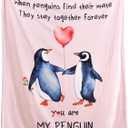 JANZAA My Penguin Love Blanket - Pink Throw Wedding Anniversary Blanket for Men Women Boyfriend Couple - Romantic I Love You Gifts for Him/Her Birthday, Wedding, Valentines, Mothers Day 50'' x 60''