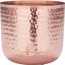 MyGift 6.5 Inch Vintage Hammered Copper-Tone Metal Flower Pot Indoor Plant Container, Decorative Cylindrical Succulent Planter with Flared Rim, Handcrafted in India