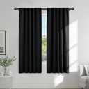 PONY DANCE Black Out Window Curtains - Thermal Blackout Curtain Drapes Set Shades Back Tab & Rod Pocket Panels Privacy Protect for Living Room, 42-inch Wide by 72-inch Long, Black, 2 Pieces