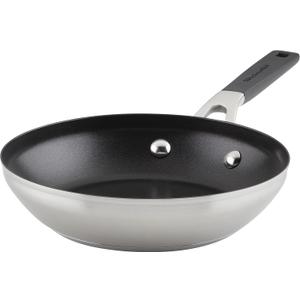 KitchenAid Stainless Steel Nonstick Frying Pan/Skillet, 8 Inch, Brushed Stainless Steel
