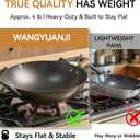 WANGYUANJI 14.2" Extra Large Carbon Steel Wok with Lid, Nitrided Rust-Resistant Stir Fry Pan, Uncoated Flat Bottom Chinese Wok for Induction and Gas Stoves, Heavy Duty (5.7 Qt)