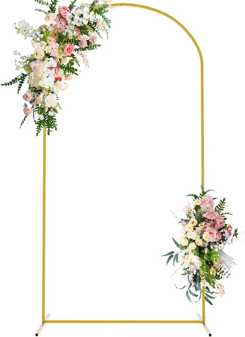 Wokceer 7.2 FT Wedding Arch Backdrop Stand, Gold Metal Arch Backdrop Stand for Wedding Ceremony Birthday Party Bridal Baby Shower Photo Booth Garden Floral Balloon Arches Decoration