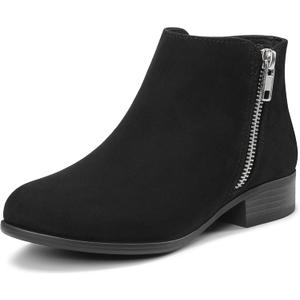 Girls Ankle Boots with Side Zipper Comfort Casual Shoes with Soft Sole for Toddler Little Big Kids (Black)