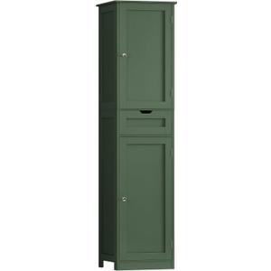 Iwell Tall Bathroom Storage Cabinet with 2 Doors & 1 Drawer, Narrow Storage Cabinet with Adjustable Shelves, for Living Room, Bathroom, Kitchen, Forest Green