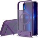 Magnetic Compatible with iPhone 12 Pro Max & iPhone 13 Pro Max Case, [Built-in Invisible Kickstand][Compatible with Mag-Safe]Slim Translucent Matte Phone Case for iPhone 12/13 Pro Max, Purple