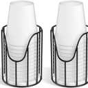 Luxspire Bathroom Cup Dispenser, 3-5oz Dixie Cup Dispenser, Metal Dixie Cup Holder, Disposable Paper Cup Holder for Bathroom, Cotton Pad Holder, Guest Bathroom Essentials, Black, 2 Pack