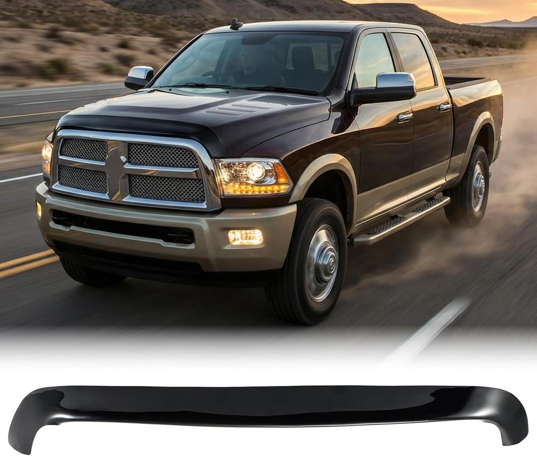 Hood Deflector Hood Protector Compatible with Dodge Ram 2500/3500 2018 2017 2016 2015 2014 2013 2012 2011 2010 Gloss Black Hood Protector Bug Deflector Stone Guard