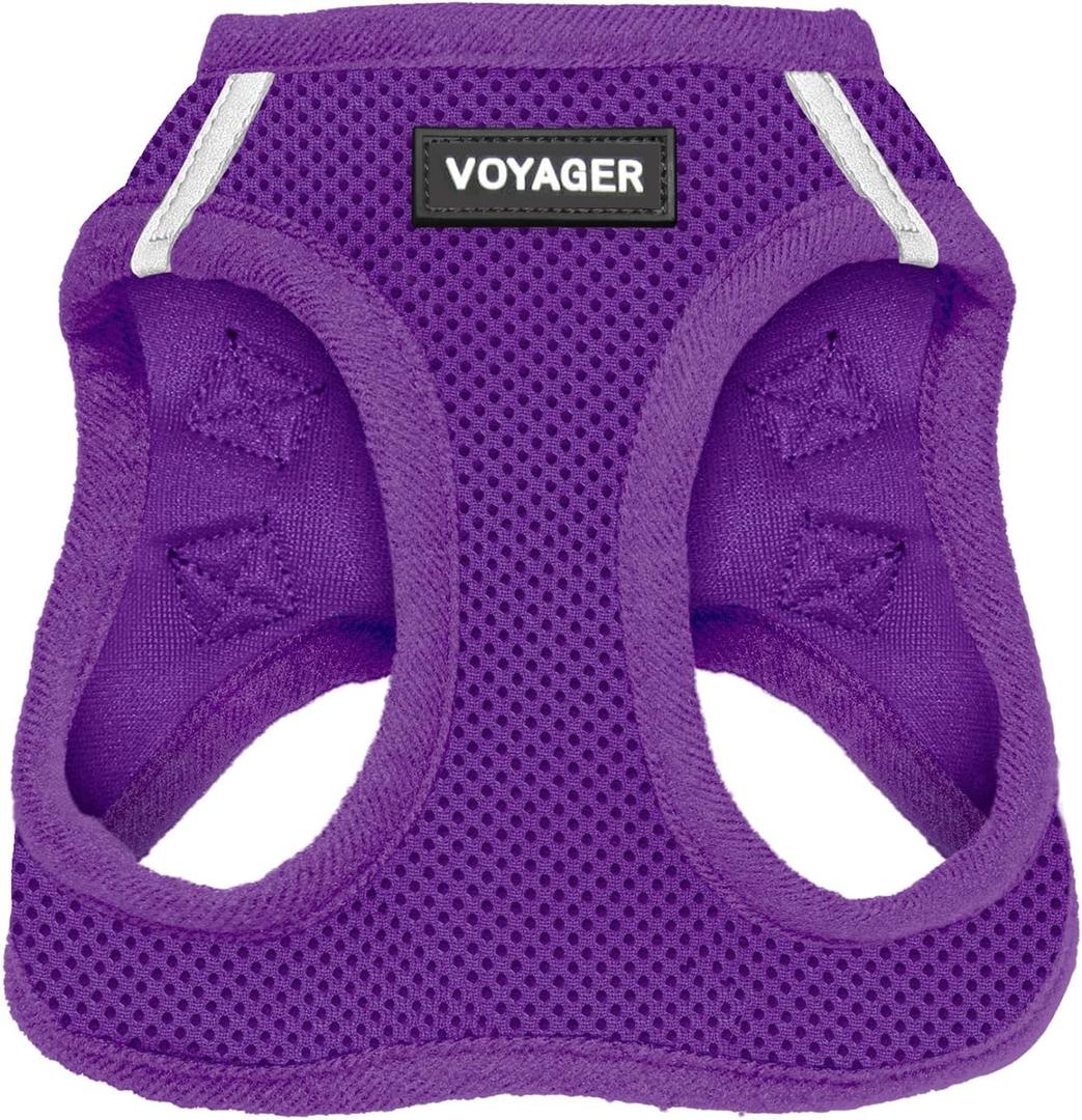 Best Pet Supplies Voyager Step-in Air Harness - All Weather Mesh, Reflective, No Pull Harness for Dogs, Cats - Secure with Hook & Loop Fastener, Buckle, Double D-Rings - Purple, M (M (Chest: 16 - 18"))