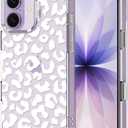 MOSNOVO for iPhone 17 Case | Military Grade 6.6ft Drop Tested | Camera Control | Clear with White Leopard Print Design