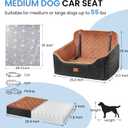 Dog Car Seat for Medium Dogs - Pet Car Seat with 2 Safety Straps & Waterproof Padding, Portable Pet Carrier for Cars, Trucks & SUVs, Comfortable Booster Bed for Pets Up to 55lbs (Black/Coffee)