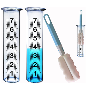 Glass rain Gauge Replacement Tube with Lip, rain Gauge Tube Outdoor for Yard Garden, with Clean Tube Brush