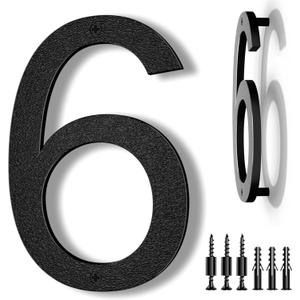 8 Inch Large Floating House Numbers, Black Modern House Number for Outside, Home Address Numbers for Outdoor Garage Gate Wall Street (6)